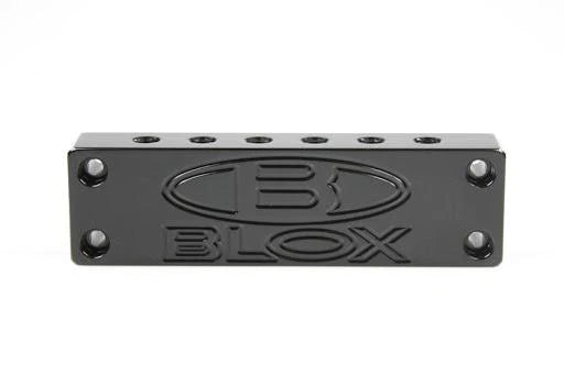 Blox Racing Surface-mount Vacuum Block - 6-Port / Billet Aluminum - Black - BXIM-10010-BK