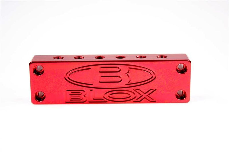 Blox Racing Surface-mount Vacuum Block - 6-Port / Billet Aluminum - Red - BXIM-10010-RD