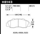 Hawk Ceramic Street Front Brake Pads - 97-01 Honda Prelude - HB143Z.680