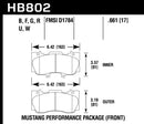 Hawk HPS Street Front Brake Pads - 15-17 Ford Mustang Performance Pkg (NON GT) - HB802F.661