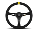 MOMO MOD08 350mm Black Suede Steering Wheel with Black Spokes and Stripe