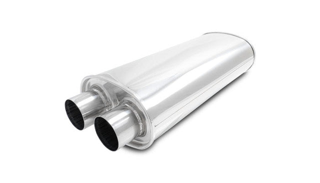 Vibrant STREETPOWER Oval Muffler, 2.50" Inlet / 22" Long (Dual In-Out)  - 10538