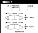 Hawk LTS Street Front Brake Pads - 04-06 infiniti QX56 / 05-06 Armada / 04 Pathfinder / 04-07 Titan - HB567Y.694