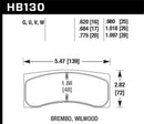 Hawk DTC-70 Race Brake Pads - Universal Brembo - HB130U1.097