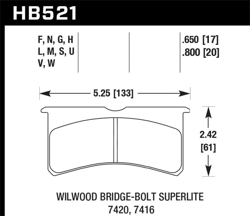 Hawk DTC-70 Race Brake Pads - Wilwood Superlite - HB521U.800