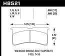 Hawk DTC-70 Race Brake Pads - Wilwood Superlite 4/6 Forged Thin Race - HB521U.650