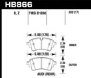Hawk HPS 5.0 Street Rear Brake Pads - 18-19 Audi S5 - HB866B.652