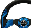NRG Reinforced Steering Wheel- 320mm Sport Steering Wheel w/ Blue Trim - RST-001BL