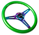 NRG Classic Wood Grain Wheel, 350mm 3 Neochrome spokes, green pearl/flake paint - ST-015MC-GN