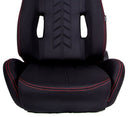 NRG "The Arrow" NRG Cloth Sport Seat Black w/ Red Stitch w/ logo - RSC-800L/R