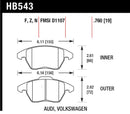 Hawk DTC-60 Race Front Brake Pads - Audi A3/TT / VW EOS / Golf / Jetta / Passat / Rabbit - HB543G.760