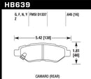 Hawk HPS 5.0 Street Rear Brake Pads - 2008-14 Cadillac CTS / 10-15 Chevy Camaro - HB639B.645