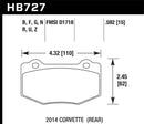 Hawk HPS 5.0 Street Rear Brake Pads - 2014 Chevrolet Corvette - HB727B.592