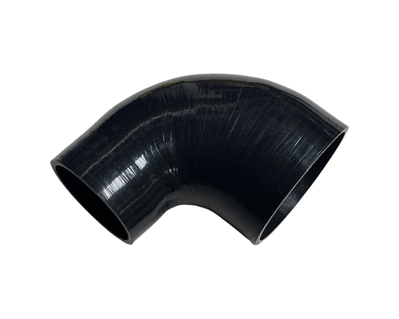 90 Degree Elbow Reducer Silicone Hose Coupler - 3.00" to 4.00" ID - Black - SI-ER-76102-BLK