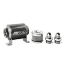 DeatschWerks Stainless Steel 8AN 10 Micron Inline Fuel Filter Housing Kit (70mm)