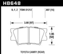 Hawk HPS 5.0 Street Rear Brake Pads - 2013-2014 Lexus ES300h - HB648B.607