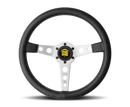MOMO Prototipo 350mm Steering Wheel with Black Leather and White Stitch for Automotive Enthusiasts