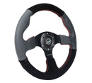 NRG Reinforced Steering Wheel- 320mm Sport leather / Suede Steering Wheel w/ red stitch - RST-012R/S-RS