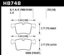 Hawk HPS Street Front Brake Pads - 13-14 BMW 328i/328i xDrive / 2014 428i/428i xDrive - HB748F.723