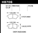 Hawk HP+ Sport Front Brake Pads - 11-12 Chevy Cruze Eco/LS/1LT/2LT/LTZ / 12 Sonic LS/LT/LTZ - HB706N.714