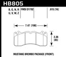 Hawk DTC-30 Race Front Brake Pads - 15-17 Ford Mustang Brembo Package - HB805W.615