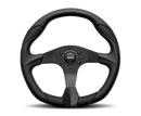 MOMO Quark 350mm Steering Wheel - Black Polyurethane with Black Spokes and Inserts