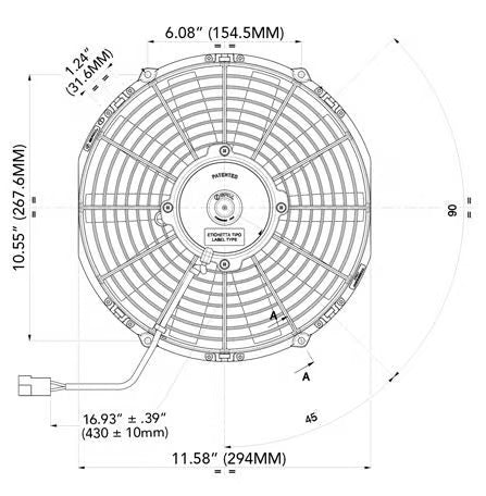 SPAL 6.50" Inch Electric Fan Pusher Style Low Profile 313 CFM 10 Straight Style Blades - 30100374