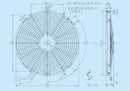 SPAL 16.00" Inch Electric Fan Puller Style Low Profile 1298 CFM 10 Straight Style Blades - 30100400