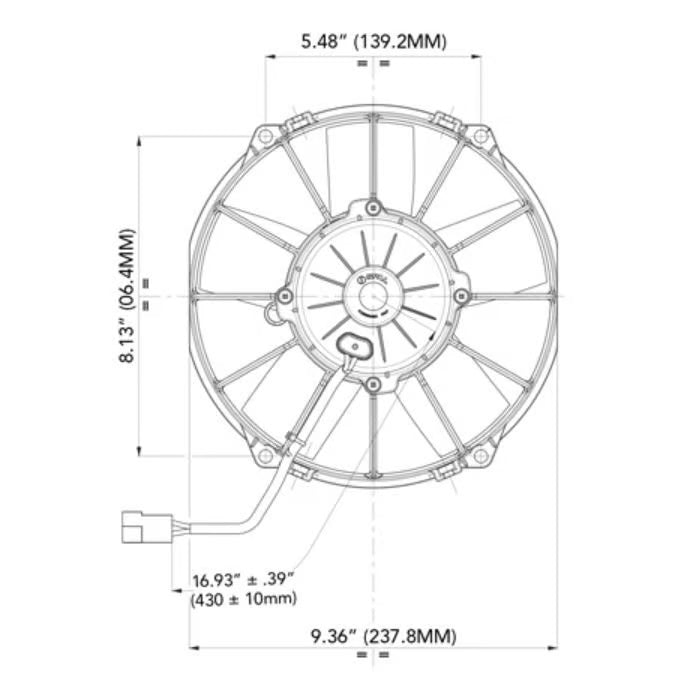 SPAL 9.00" Inch Electric Fan Pusher Style High Performance 767CFM 5 Blade Paddle Style Blade - 30102053