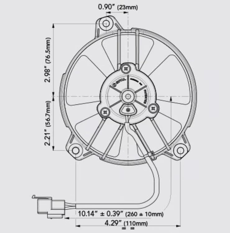 SPAL 5.20" Inch Electric Fan Pusher Style Low Profile 307CFM 5 Paddle Style Blades - 30103013