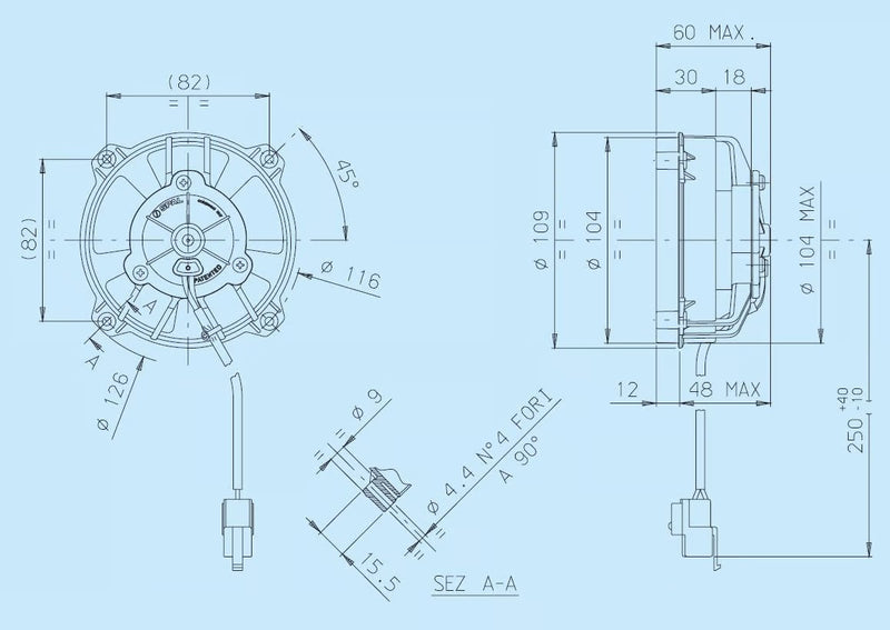 SPAL 4.00" Inch Electric Fan Puller Style Low Profile 147 CFM 5 Paddle Style Blades - 30103018