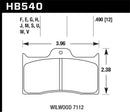 Hawk Blue 9012 Race Brake Pads - Wilwood 7112 - HB540E.490