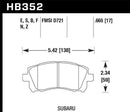 Hawk Ceramic Street Front Brake Pads - 02-03 WRX / 98-01 Impreza / 97-02 Legacy 2.5L / 98-02 Forester 2.5L D721 - HB352Z.665