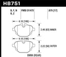 Hawk HP+ Sport Rear Brake Pads - 2015 BMW 428i Gran Coupe / 11-16 535i / 11-16 X3/X4 - HB751N.675