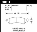 Hawk Ceramic Street Front Brake Pads - 94-04 Mustang Cobra / 88-95 Corvette 5.7L / 88-92 Camaro w/ Hvy Duty Brakes - HB111Z.610