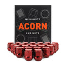 Mishimoto Steel Acorn Lug Nuts M12x1.50 - 24pc Set - Red - MMLG-AC1215-24RD