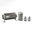 DeatschWerks Stainless Steel 8AN 10 Micron Inline Fuel Filter Housing Kit - Universal 110mm