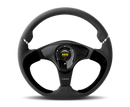 MOMO Nero 350mm Steering Wheel with Black Leather and Suede – Black Spokes