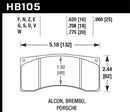 Hawk ER-1 Race Brake Pads - Performance Porsche Alcon/Brembo - HB105D.775