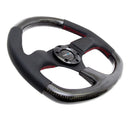 NRG CARBON FIBER STEERING WHEEL 320mm FLAT BOTTOM w/ Red stitching - ST-009CFRS