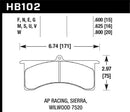 Hawk DTC-70 Race Brake Pads - AP Racing 6 / Sierra/JFZ / Wilwood 7520 - HB102U.800