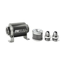 DeatschWerks Stainless Steel 8AN 10 Micron Inline Fuel Filter Housing Kit (70mm)
