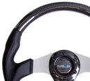 NRG CARBON FIBER STEERING WHEEL 350mm SILVER OVAL SHAPE - ST-013CFSL