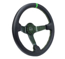 NRG CARBON FIBER STEERING WHEEL 350mm Green Carbon Fiber, Green stiching, Green center mark, Leather - RST-036CF-GN