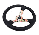 NRG Reinforced Steering Wheel - Hydro Dipped Tropical Floral 3" Deep, 5mm spoke, 350mm Sport Steering Wheel Black Leather w/ Black baseball stitching - RST-036FL-R