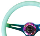 NRG Classic Wood Grain Wheel - 350mm 3 Neochrome spokes - Minty Fresh Color - ST-015MC-MF