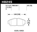 Hawk HP+ Sport Front Brake Pads - 94-01 Acura Integra (excl Type R) - HB245N.631