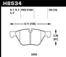 Hawk HT-10 Race Brake Pads - 08-12 BMW 128i /06 325i/325Xi /07 328i/328Xi /06 330i/330Xi Front - HB534S.750