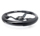 NRG CARBON FIBER STEERING WHEEL W/ LEATHER ACCENT 350mm 1.5" DEEP BLACK STICHING - ST-010CFBS