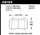 Hawk ER-1 Race Rear Brake Pads - Mustang/Camaro/Lotus Brembo Calipers - HB194D.570